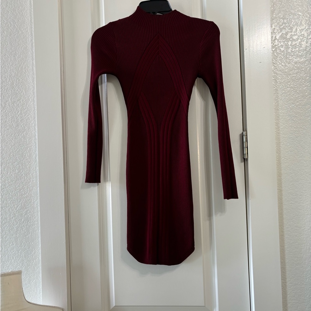 Fashion Nova Deep Red Long Sleeve Dress